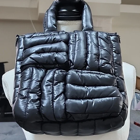 Think ROYLN Quilted Puffer Tote Bag in Black - Picture 2 of 13